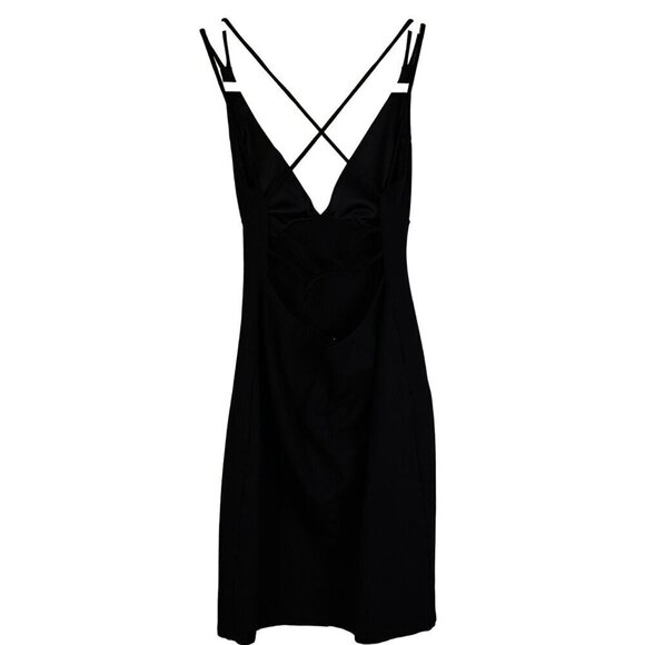 Lulus Little Black Dress‎ V Neck Back Cross Straps Bodycon Large - Picture 5 of 15